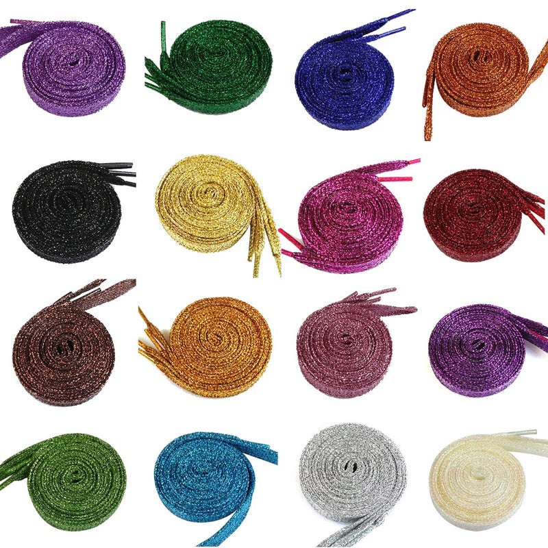 MarJunSep Shimmery glitter 42" Solid Colors Flat Shoelaces Shoe Laces strings for Teams Cheer Dance Sneakers - Image 2